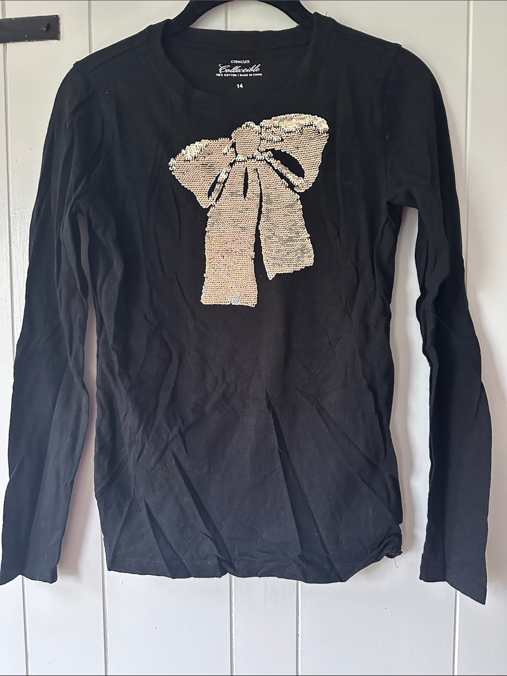 Crewcuts shirt with gold sequin bow